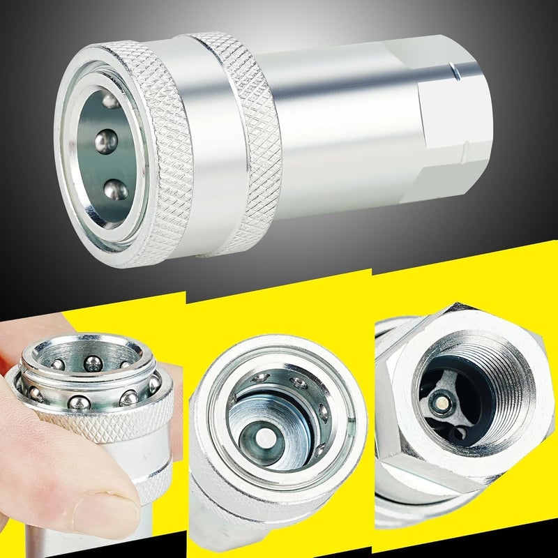 ANCIMOON 3/8'' Ag Pioneer Hydraulic Quick Connect Coupler Fittings with Dust Cap - Image 2